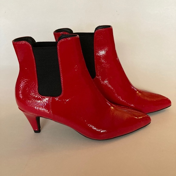 Forever 21 Red Patent Bootie Size 5.5 New Condition - Picture 3 of 7